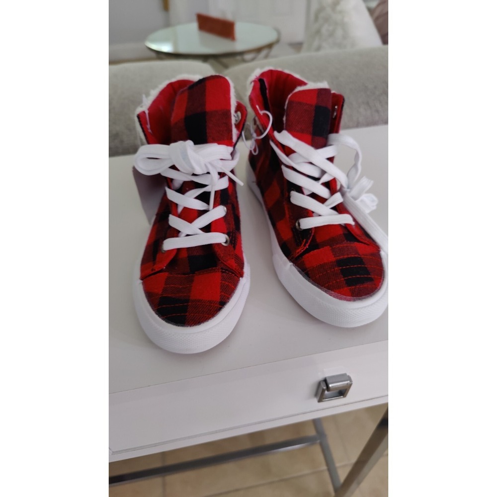 Gigil Girls‎ Hi Top Sneakers Red Black And White Plaid Faux I Have Size 3...